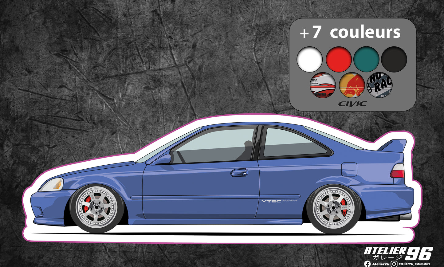 Stickers / Honda Civic coupé 1996