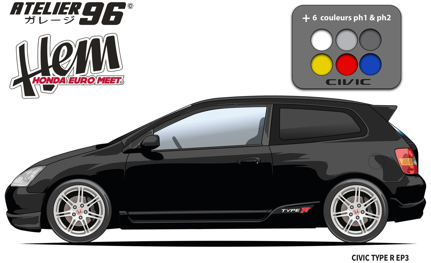 Affiches / Honda civic TypeR EP3 PH1 2001 & PH2 2004